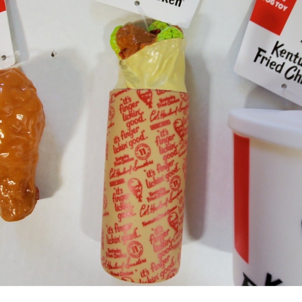 KFC Kentucky Fried Chicken Mini Vinyl Squeaky Dog Toy Set Drumstick Wrap Soda - Picture 3 of 5